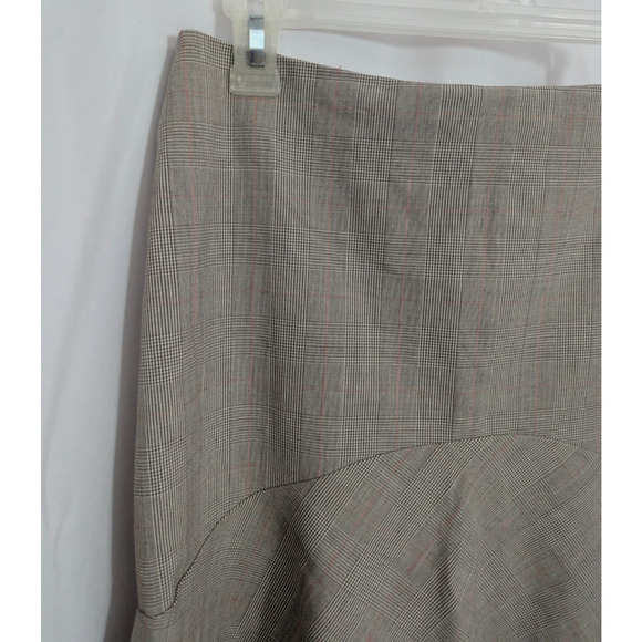 Y2K Bebe Taupe Plaid Beaded Sequin Embroidered Flare Skirt Size 6 G2 Coquette - Picture 3 of 6